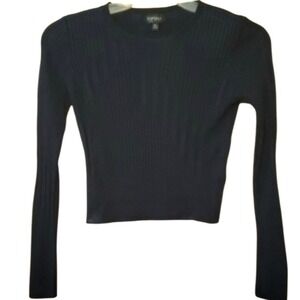 Topshop Womans Black Cropped Ribbed Sweater Size 4‎